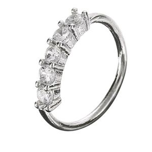 Stainless Steel Silver Rhinestone Nose Ring